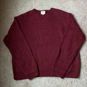 Brooks Brothers Red Heather Wool V-Neck Sweater